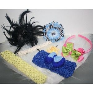 Lot of 7 Girls Hair Accessories Headbands Bows Colorful NIP